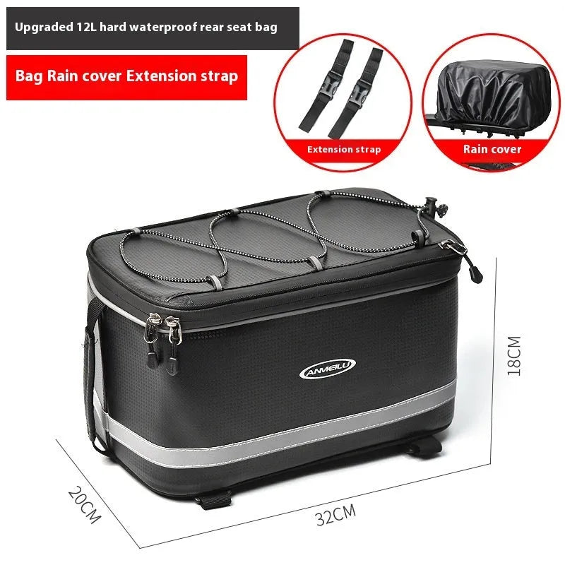 Black waterproof 12 litre car storage bag for bicycle rack equipment organisation