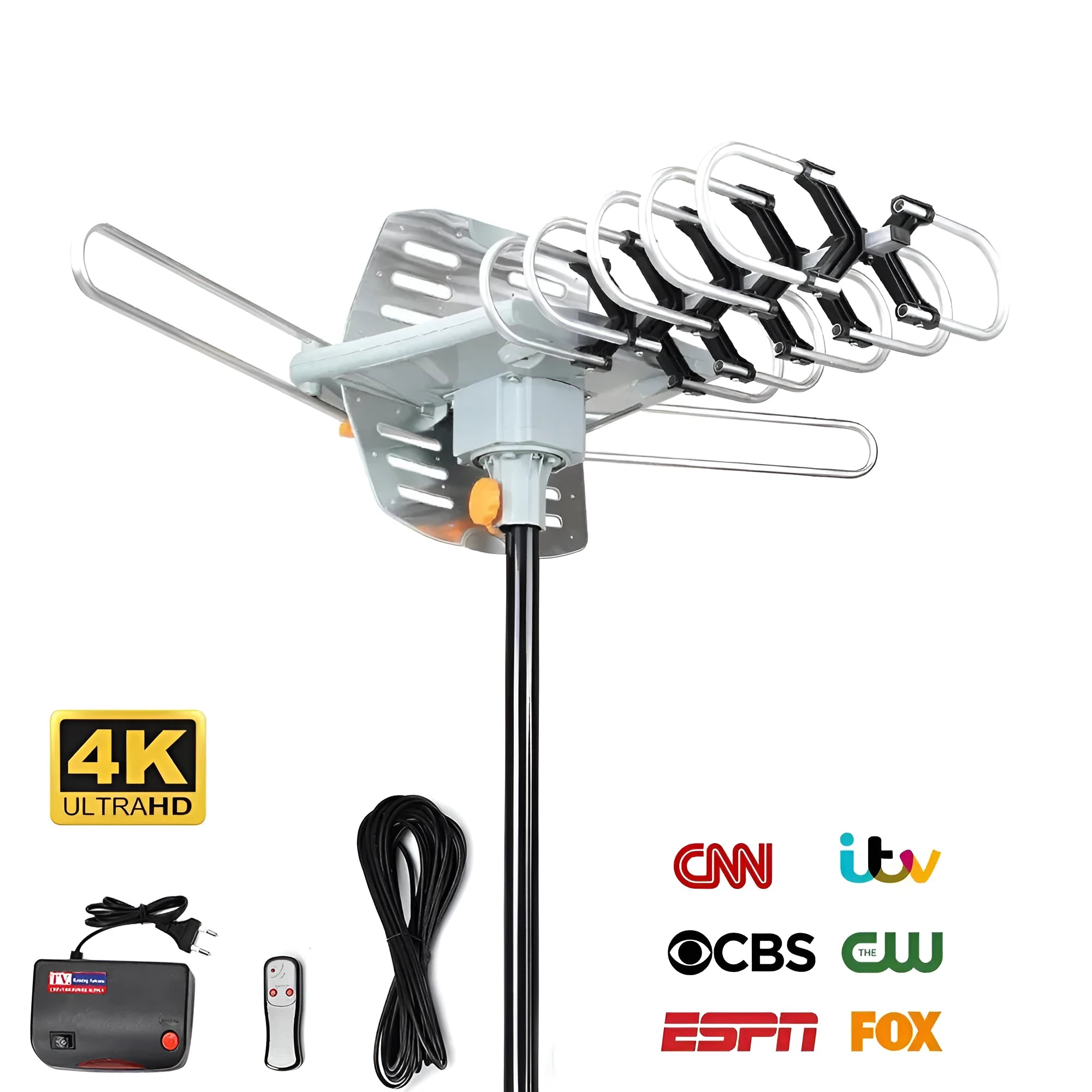 GR-1002 outdoor rotatable television antenna receiver with directional adjustment capability