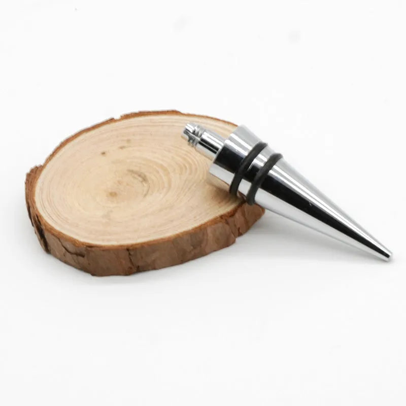 Silver zinc alloy wine bottle stopper with silicone base for M8 and M10 thread sizes