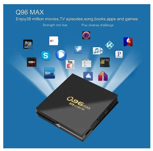 Q96 MAX S905 Android 4K TV Box set top box with remote control and HDMI cable