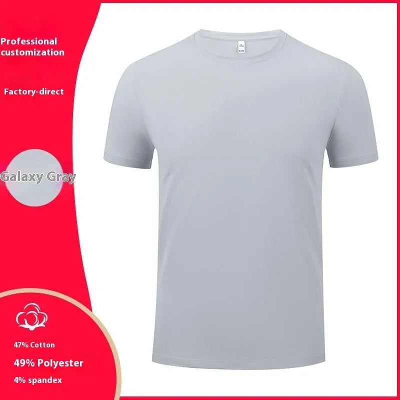 Men's straight cut round neck t-shirt in a washed cotton blend fabric, shown in a solid colour.