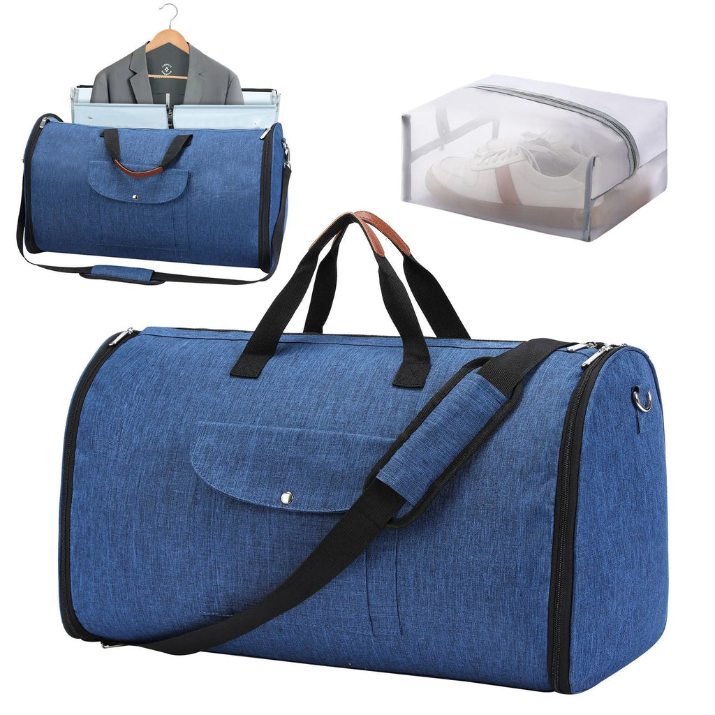 Folding duffel bag in Oxford cloth with expandable 36-55L capacity, shown in black colour.