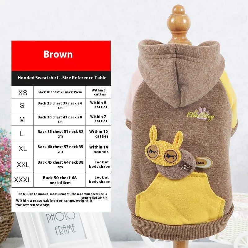 Brown cotton pet sweatshirt for a dog, showing soft knit fabric and casual fit.