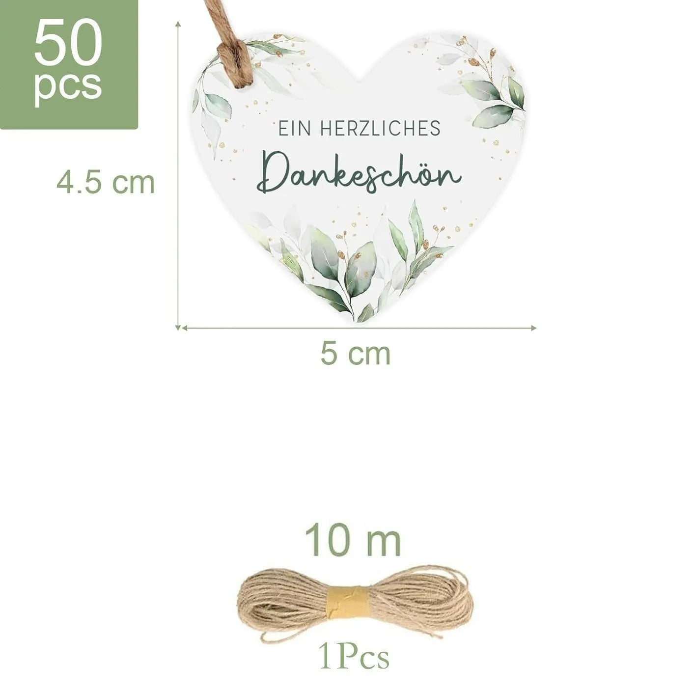 Set of 50 flower heart-shaped paper gift tags in two colour style options.
