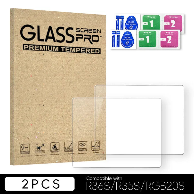 Tempered glass screen protector for R36S/R35S/RGB20S handheld game machine, 3.5 inch HD film