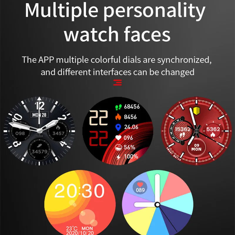Black smart watch with stainless steel case, round dial, and separate smart bracelet call functionality
