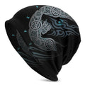 Double-layer elastic cotton sleeve cap with Viking totem wolf graphic for street dance