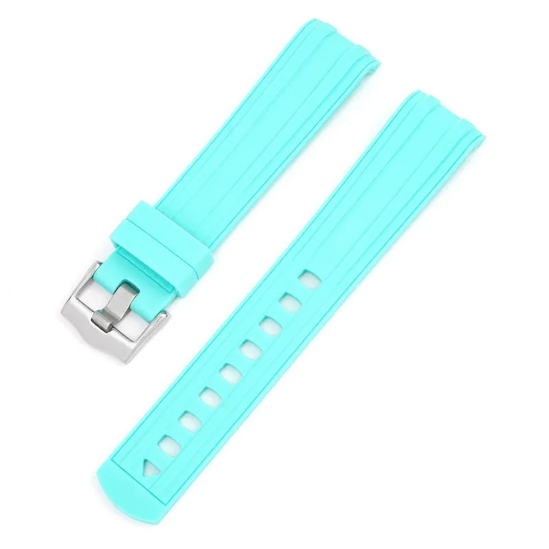 Nylon watch strap with silver metal buckle in 20mm width showing multiple colour options