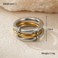 Stacked stainless steel women's ring with 18K gold plating in a colour-matched design.