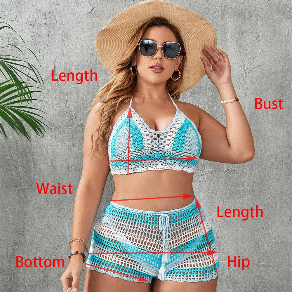 Blue women's brief-style swimsuit with hollow-out strap detail on a mannequin.