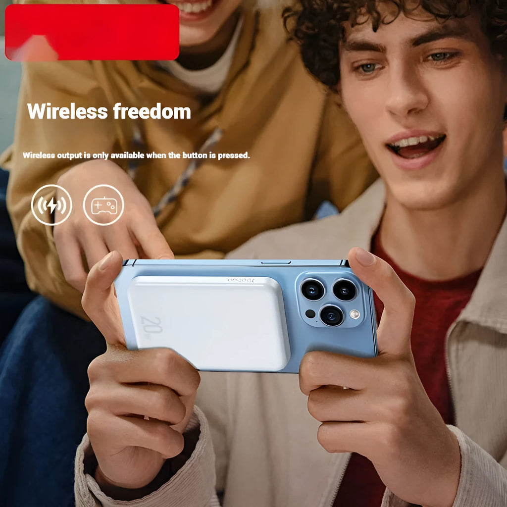 Portable magnetic wireless power bank with 10000mAh capacity in three colour options
