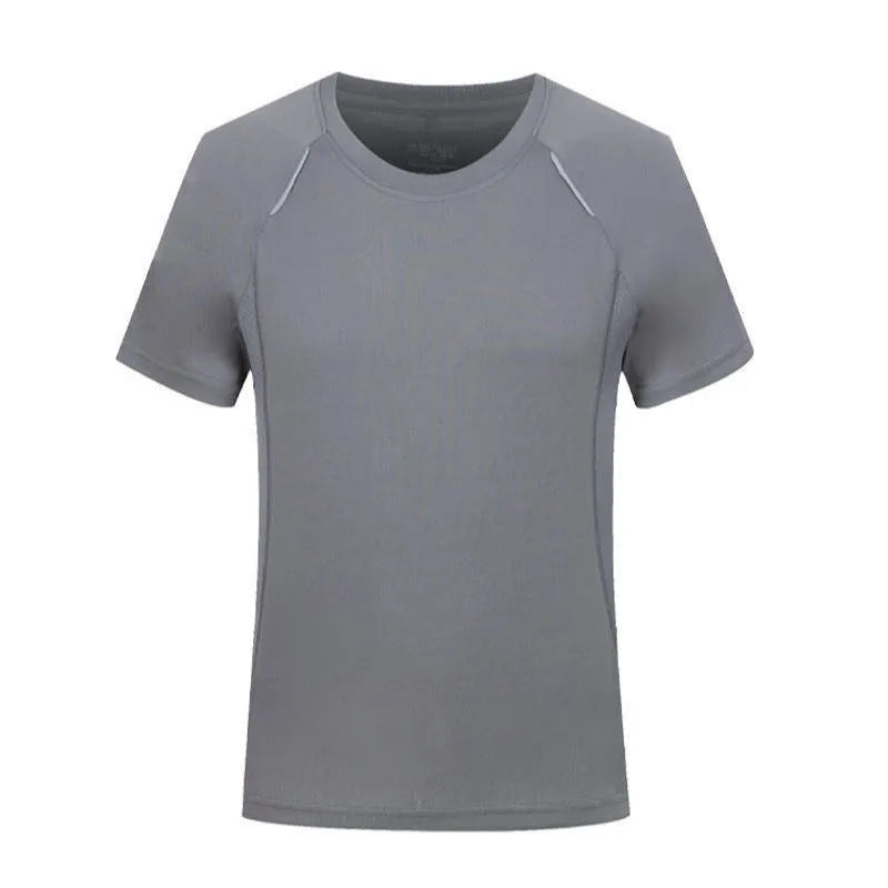 Men's slim fit quick-dry T-shirt in a solid colour, showing round neck and short sleeve design.