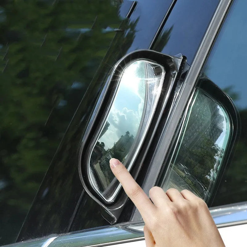 Black universal wide angle car rearview mirror with two-row surface measuring 126x48x46mm