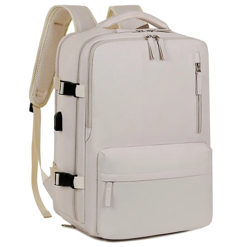 Dry wet separation backpack Oxford cloth polyester lining solid colour beige black gray pink