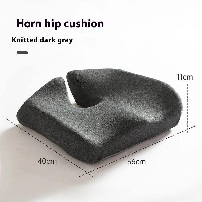 Memory foam office chair cushion in solid colour on a chair, dimensions 36x40x11cm
