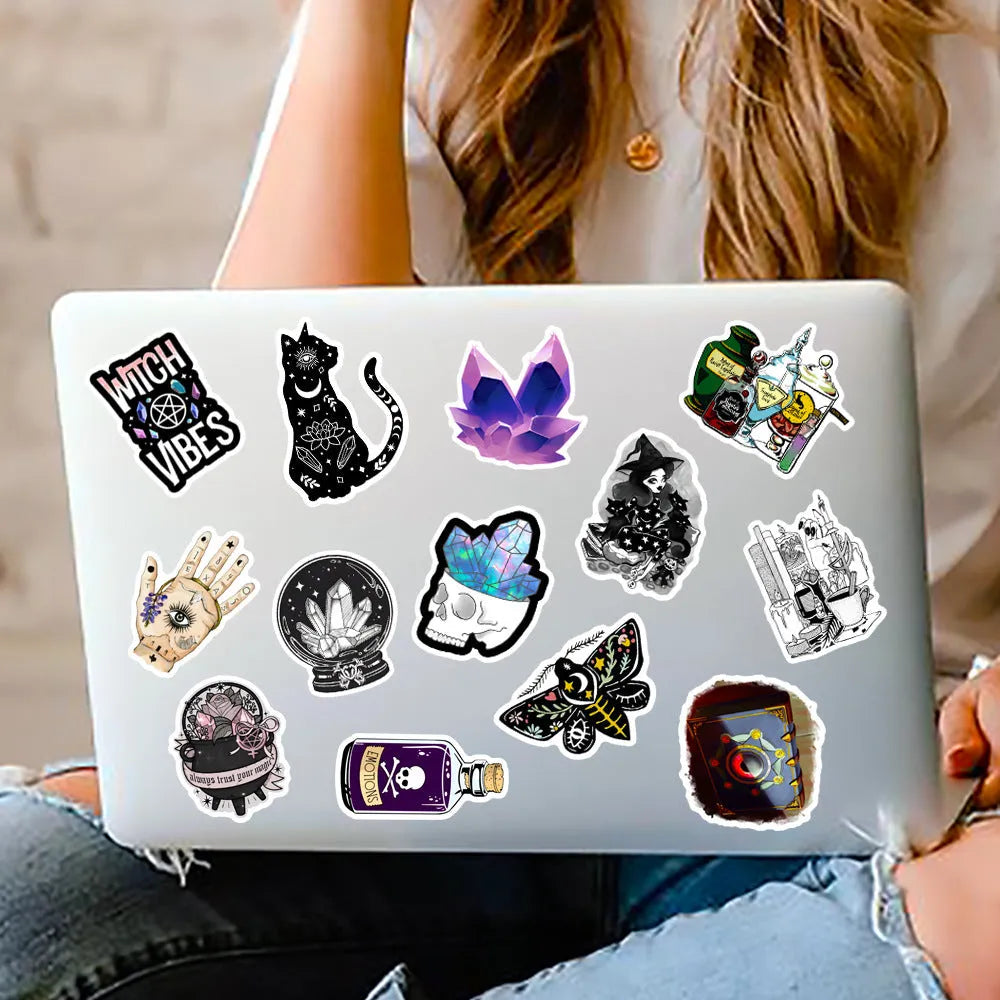 50-piece pack of colourful waterproof PVC adhesive stickers for luggage and smooth surfaces