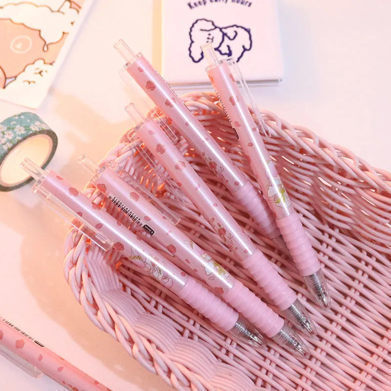 Kawaii Peach press gel pen with plastic shell, 14cm length, and gel ink rollerball tip