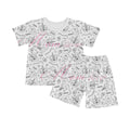 children's cotton ammonia DIY graffiti pajama set with pullover top and shorts in cartoon pattern