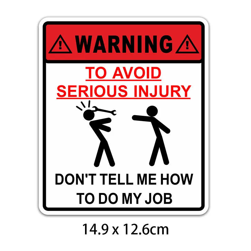 Car glass warning sticker showing 14.9cm by 12.6cm dimensions in Type A Hit colour
