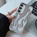 Hollow flame pattern TPU protective phone case for Samsung S24 series in dark purple electroplated finish