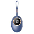 A digital display hand warmer power bank in a choice of colours, showing its USB port.