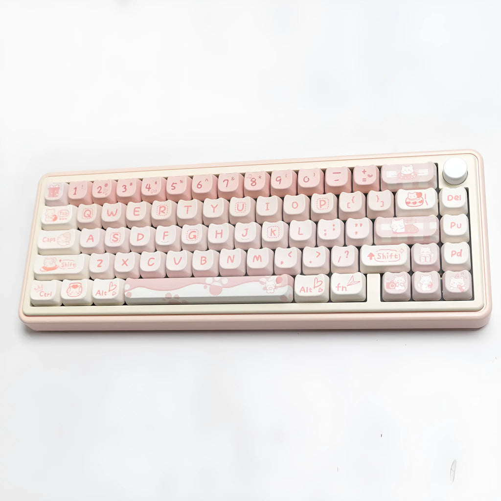 Full set of PBT sublimation keycaps for mechanical keyboard showing complete 98+ key layout