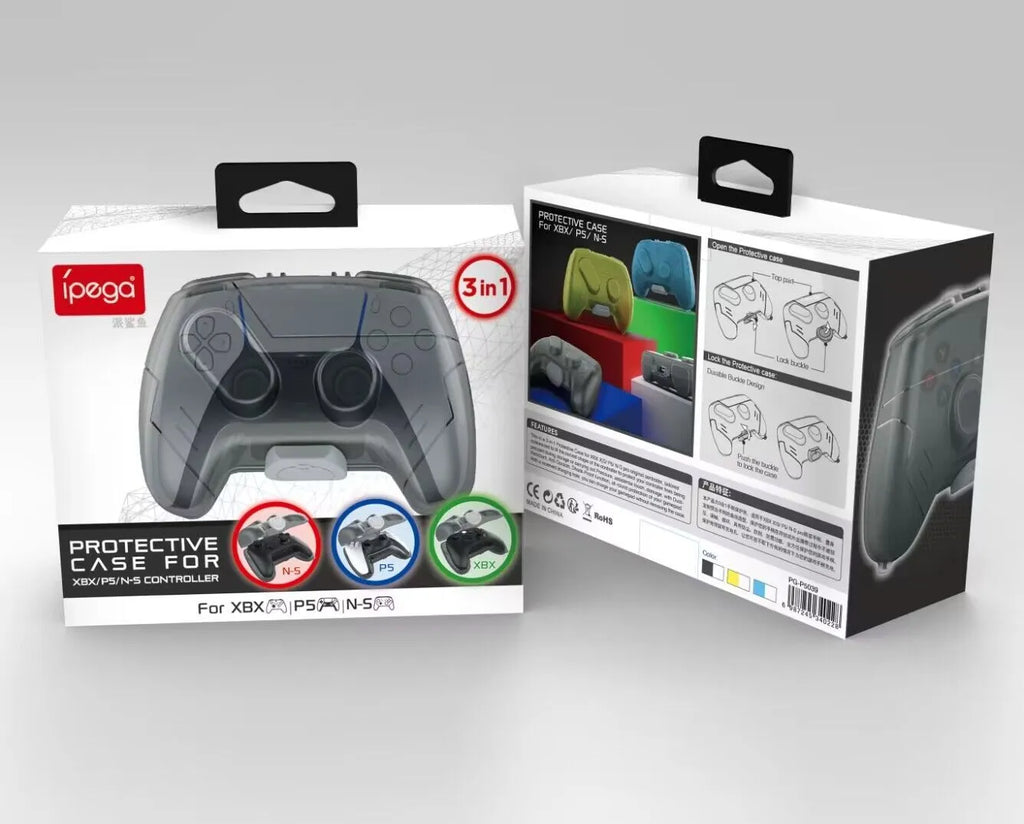 Hard plastic transparent grey game controller storage case for console accessories.