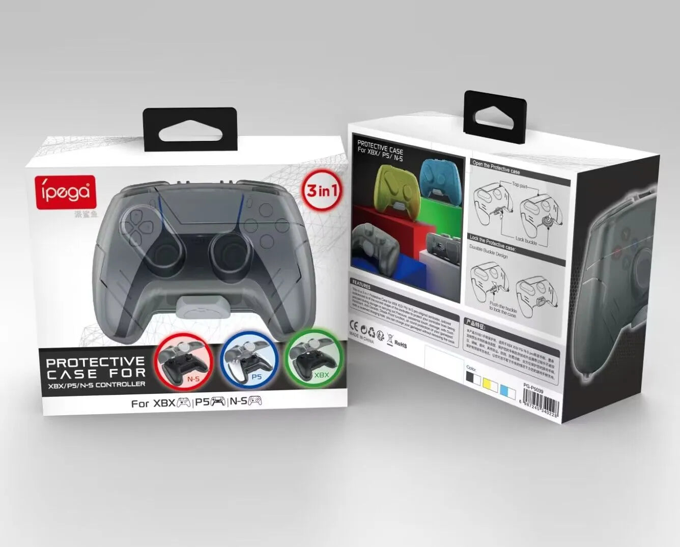 Hard plastic transparent grey game controller storage case for console accessories.