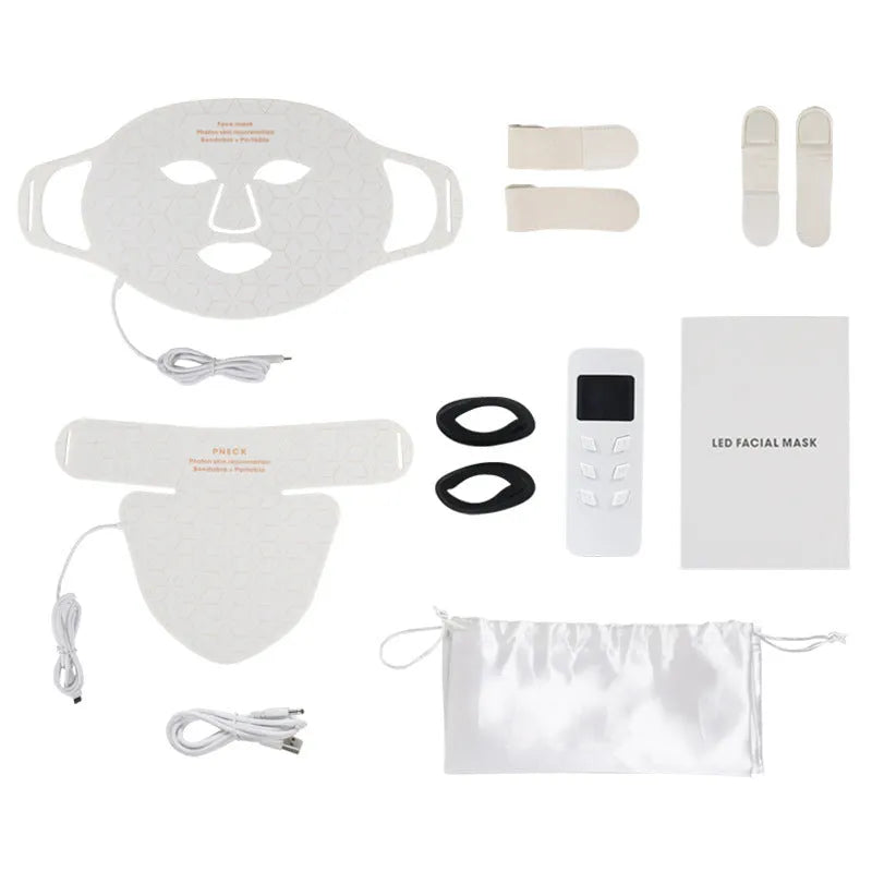 Infrared colour light skin rejuvenation face mask set for home use in black and white colour options