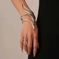 Gold and silver exaggerated twisted snake design metal ring and bracelet jewellery set