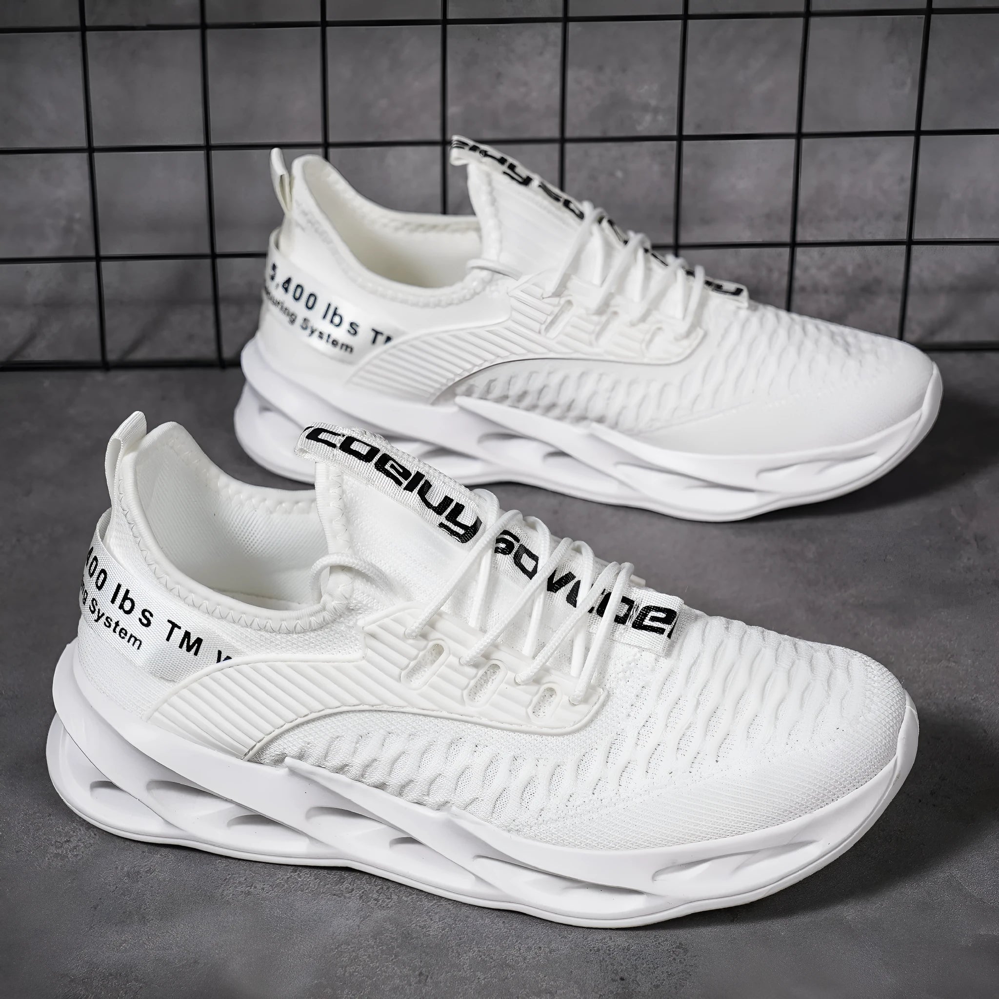 Women's casual FlyKnit shoe in a solid colour, showing mesh upper, round toe, and flat heel.
