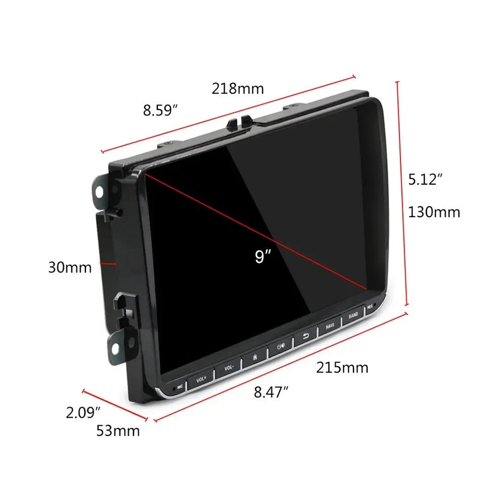 Volkswagen Golf 7 car stereo with 10.1-inch touchscreen showing navigation interface