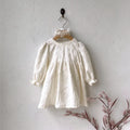 Girl infant stereo lace princess dress in beige, full-length view, suitable for heights up to 100cm