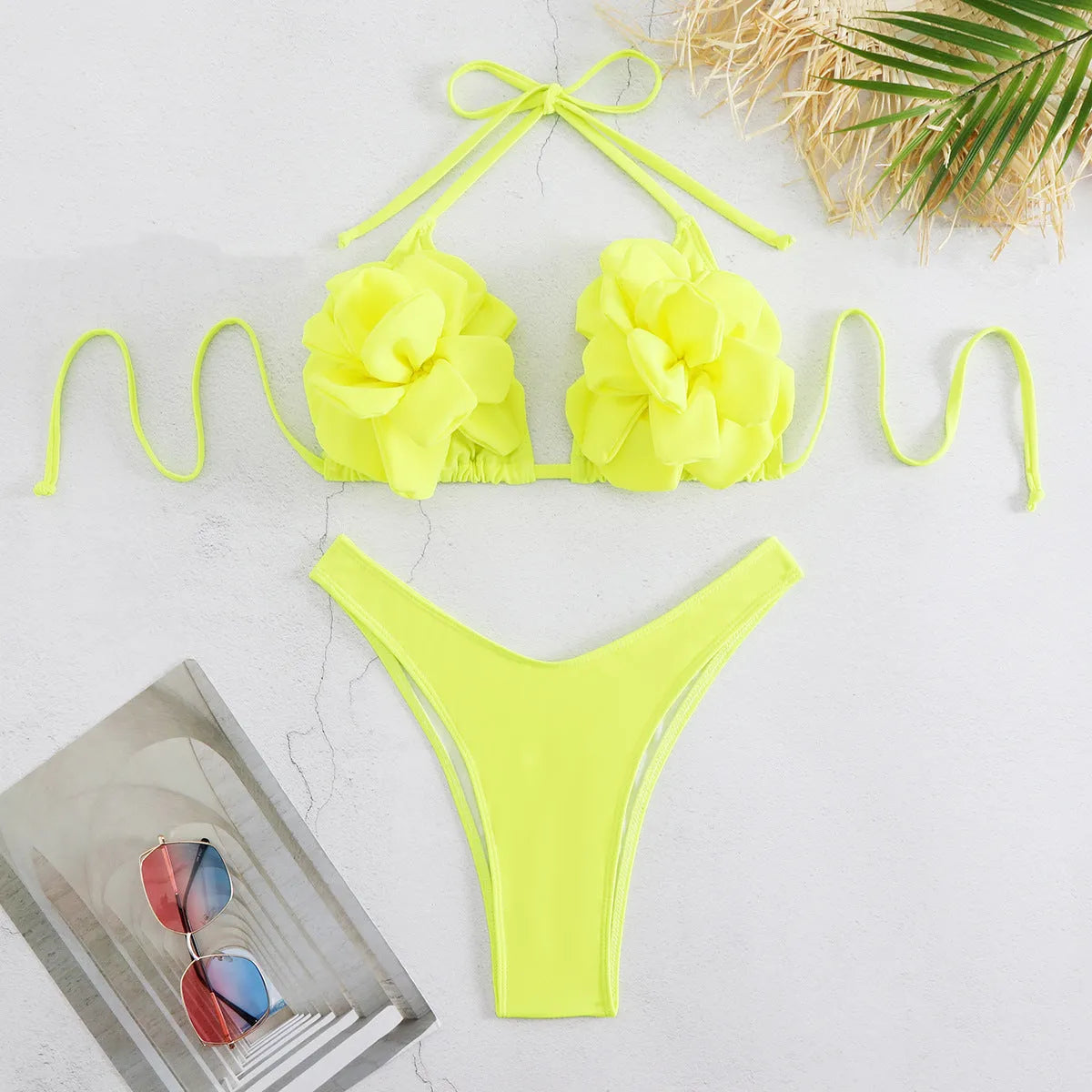 Women's fashion 3D bikini set in BA24448G1 colour with three-point style and polyester fibre lining