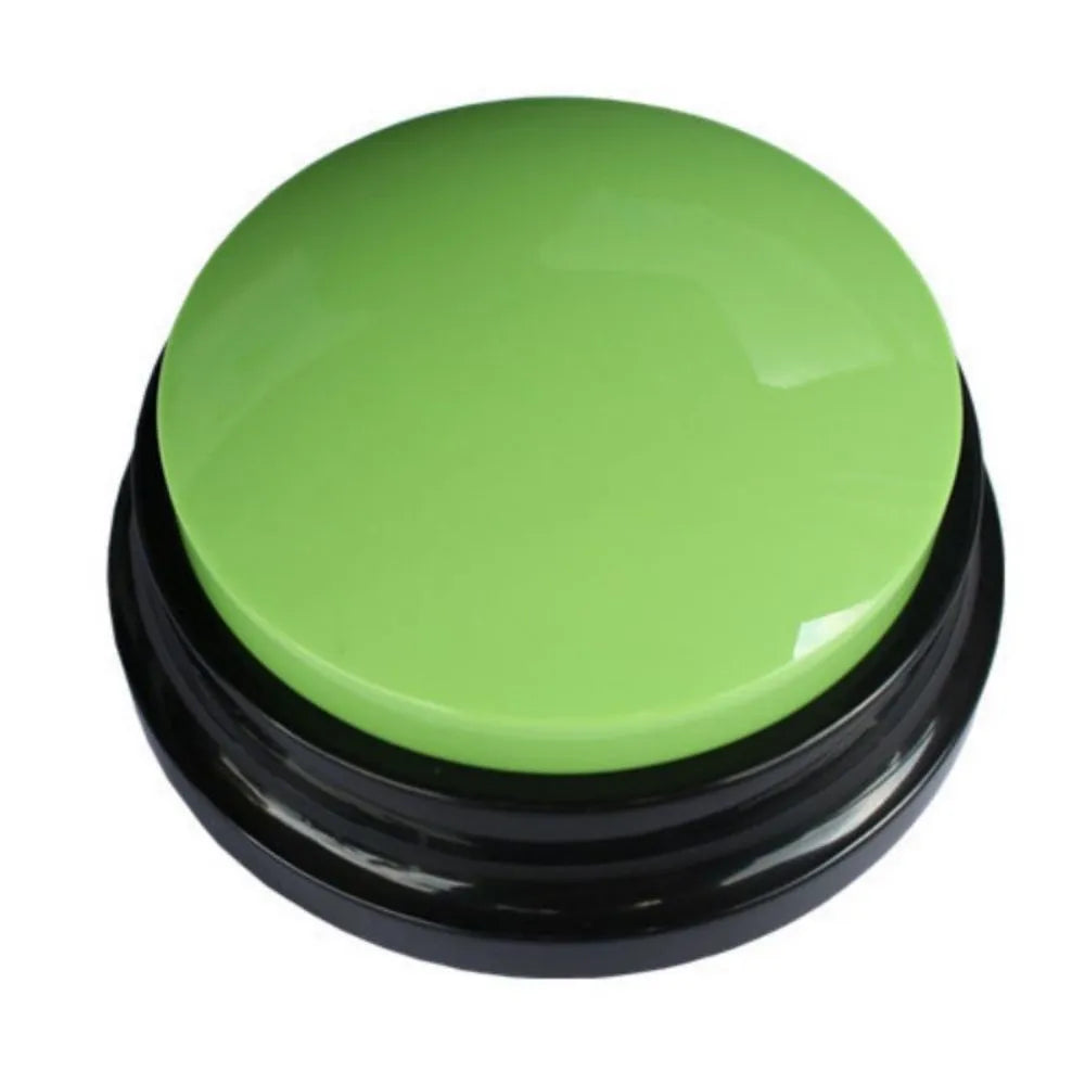 Colourful voice recording button for dog training with record and playback function.