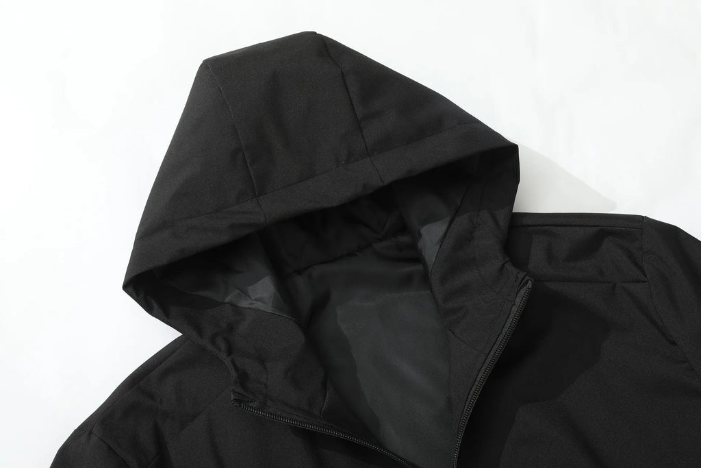 Outdoor wild jacket in black, long sleeves, 100% polyester for spring and autumn wear