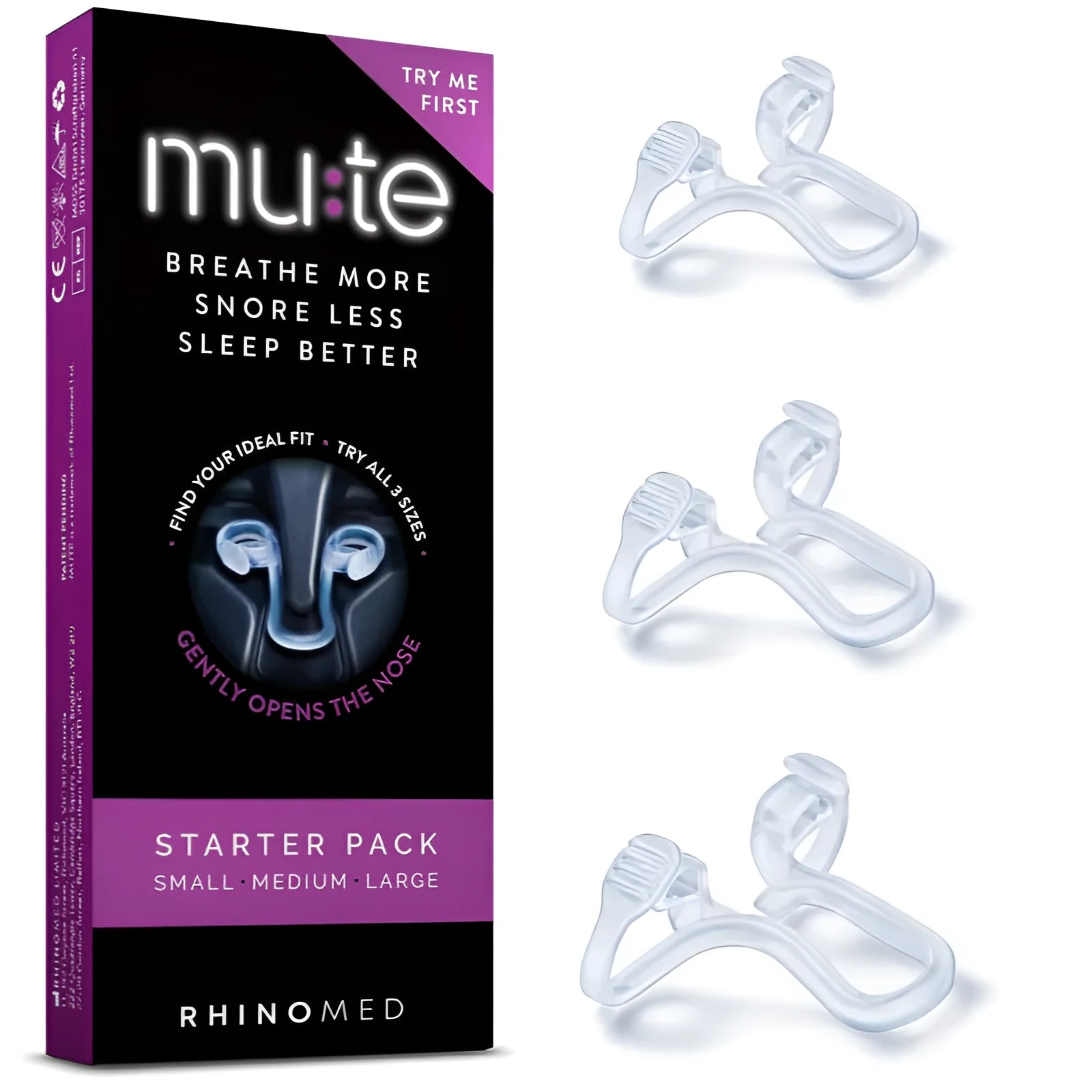 PVC nasal congestion relief strips in blue, green, purple, and red for snoring reduction
