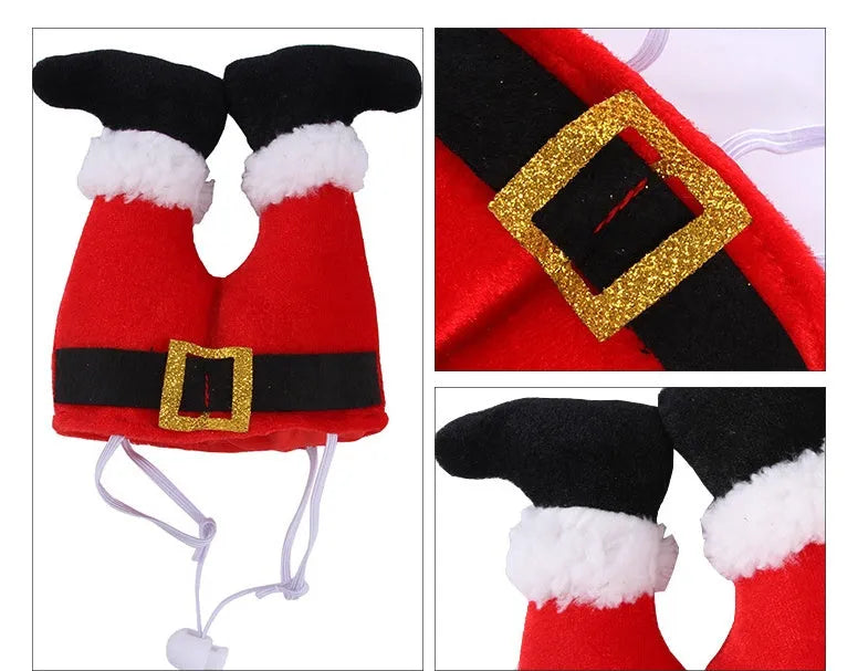 Red polyester Christmas hat for small dogs and cats, 20x17x5cm, one size, festive pet costume accessory