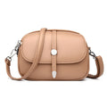 City Simple women's oval crossbody shoulder bag in soft PU leather with sewing thread details