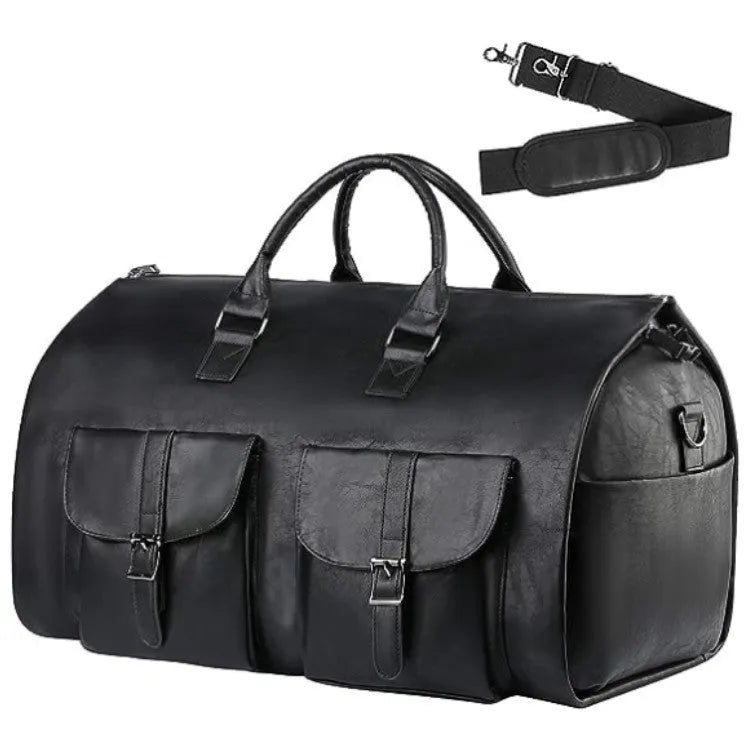 Portable folding PU leather travel bag in solid colour, 56x33x32cm, shown against neutral background