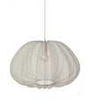 Japanese-style pumpkin-shaped pendant ceiling lamp with a metal branch frame in white finish.