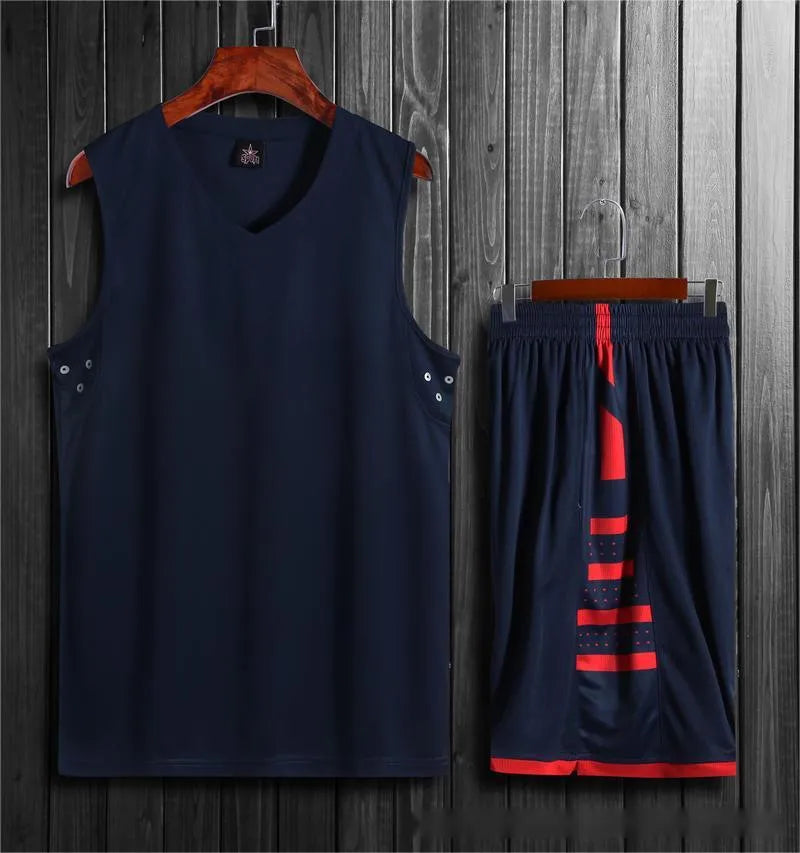 White and black breathable sports vest and pants set for basketball and fitness training.