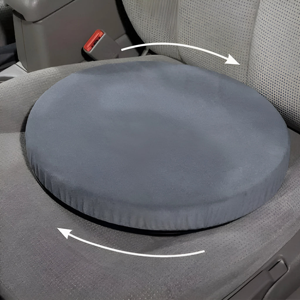 360-degree rotating car seat cushion with non-slip base on a car seat.