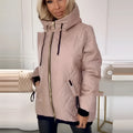 Women's casual hooded coat in polyester fabric with long sleeves in pink colour option