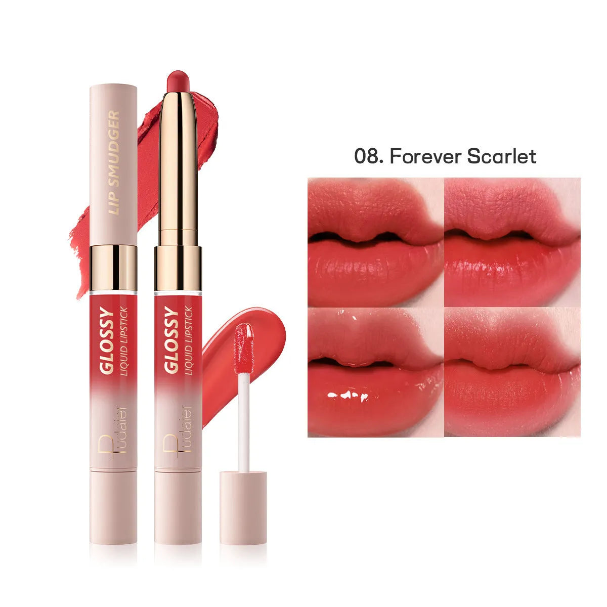 Double-headed lipstick in 10 colours with matte finish and moisturising formula
