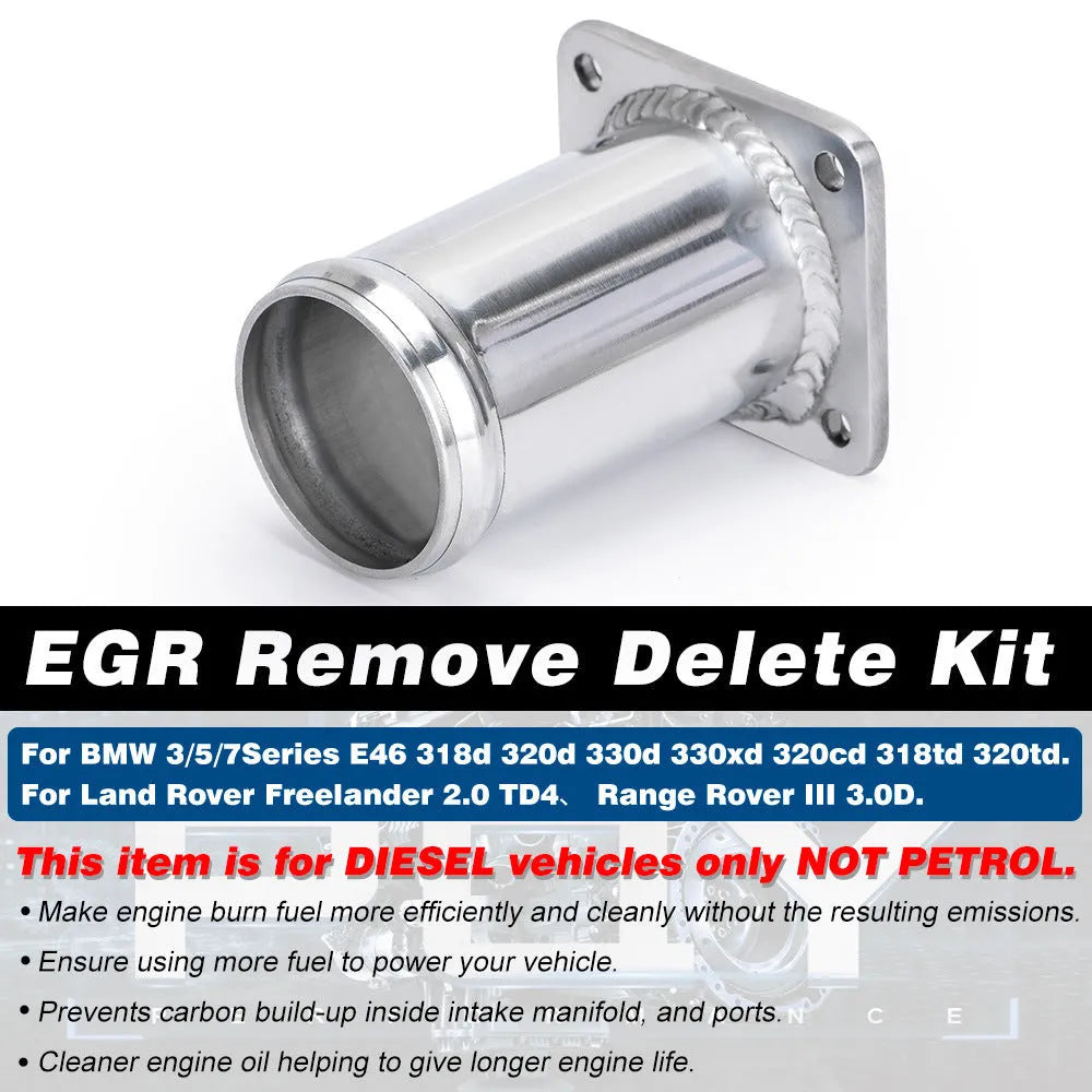 BMW E46 diesel EGR removal kit with blanking plates, vacuum plug and mounting hardware