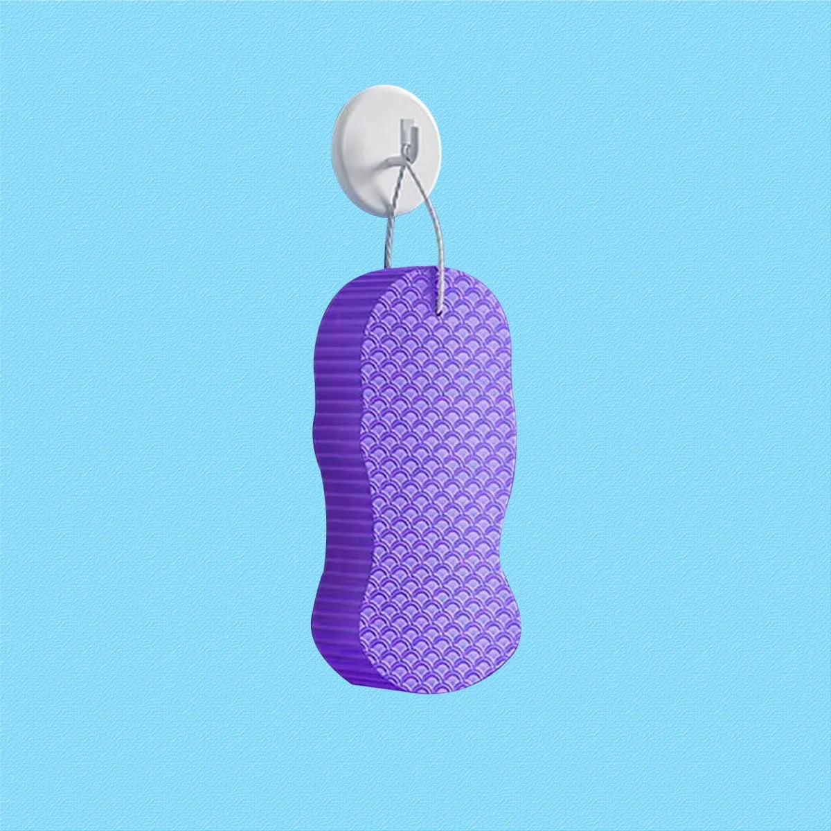 White 3D fish scale pattern bath sponge ball for gentle body exfoliation in the shower.