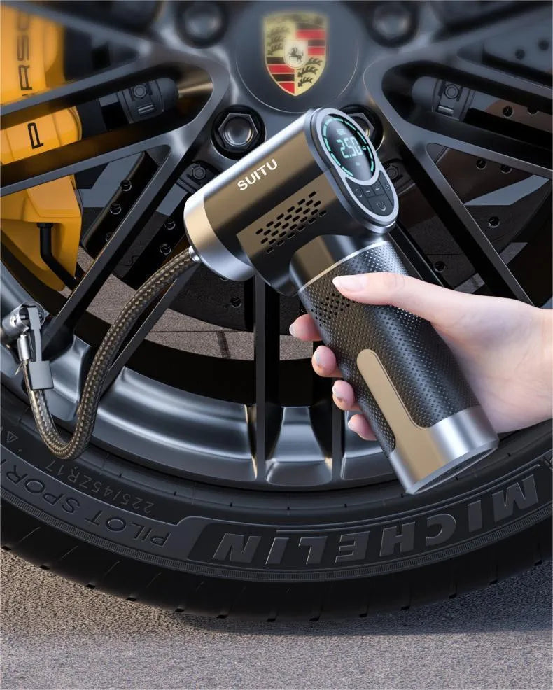 ST-5518 portable wireless air pump with charging cable and nozzle accessories