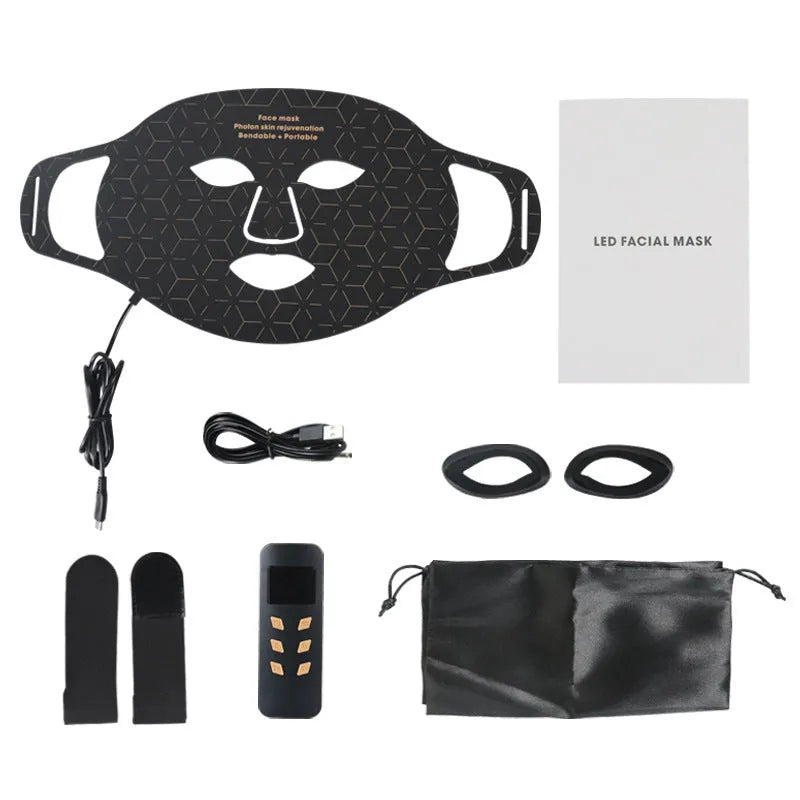 Infrared colour light skin rejuvenation face mask set for home use in black and white colour options