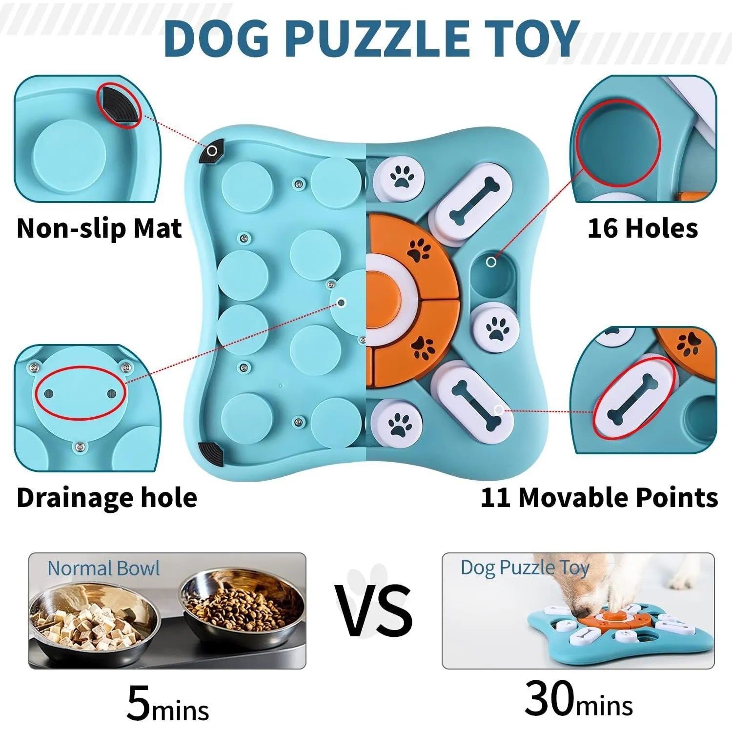 Light blue ABS plastic dog squeaky toy with vocalisation feature on neutral background